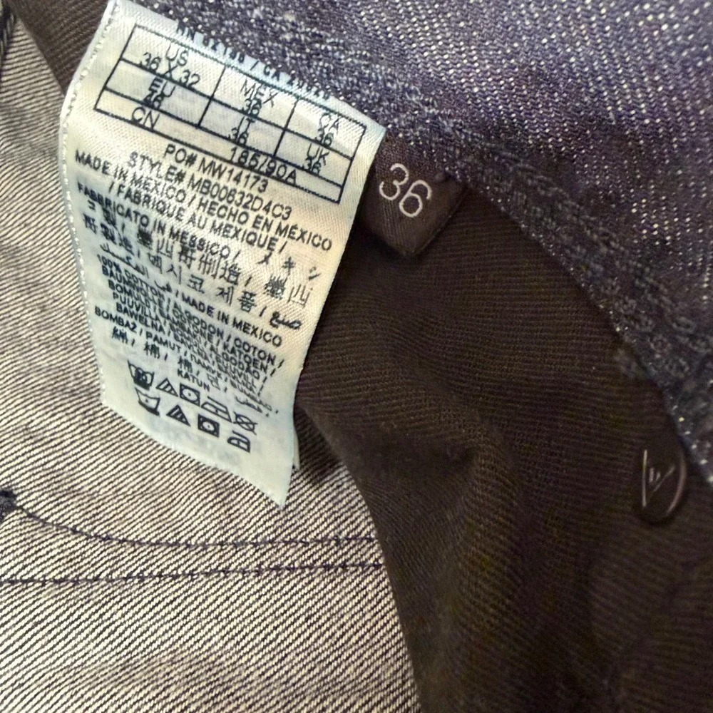 Guess Mens Lincoln Straight Denim Jeans 38x34 Wash Indigo Whiskered Classic Y2K